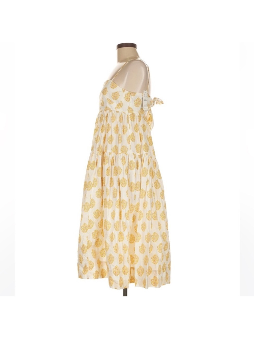 J.Crew Cottagecore Tiered Midi Dress Tie Back Floral Yellow White NWT Size 6 - Picture 8 of 9
